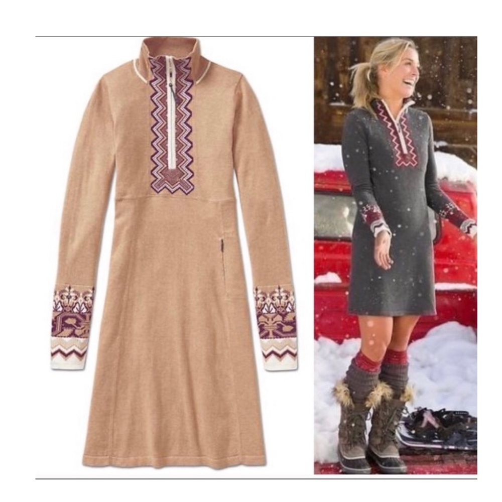Athleta Alps Snowcat Sweater Camel Color Dress Size Medium